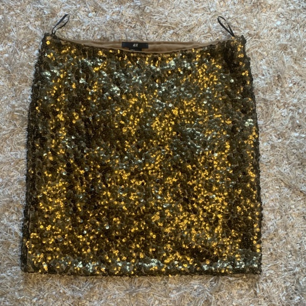 Bronze/Gold Sequins Mini Skirt - H&M - NWT